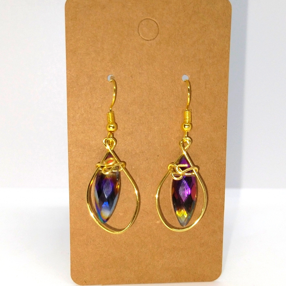 Iridescent stone drop earrings